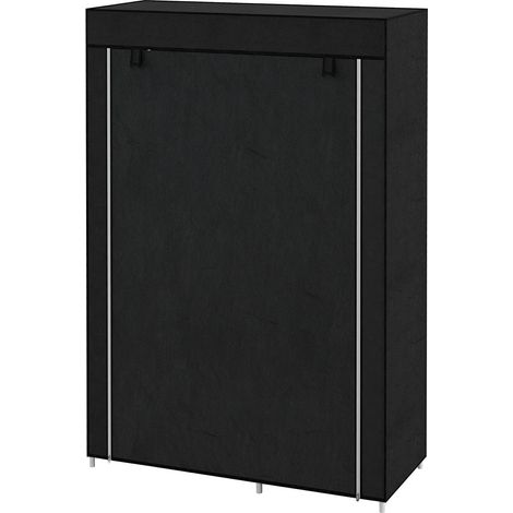 Armoire Textile 103x43x162,5 Cm Noire, 1 Tringle Et 6 Étagères, Housse Non-tissée, Cadre Acier (1/5)