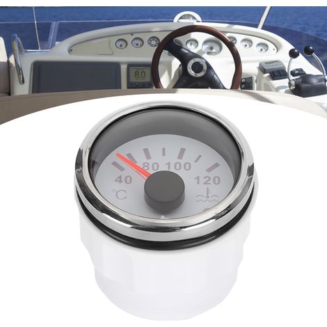 Manomètre de température d'eau de refroidissement 2 pouces 40-120 °C, alarme intelligente, étanche IP67, 12 V/24 V, capteur 0-190 ohms (norme UE) (1/5)