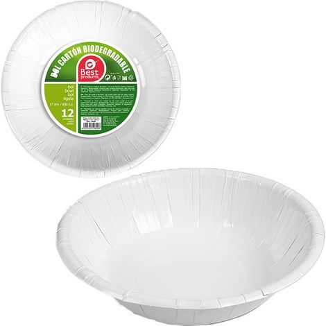 Pack de 12 Bols en Carton Blanc ø17cm Best Products Vert