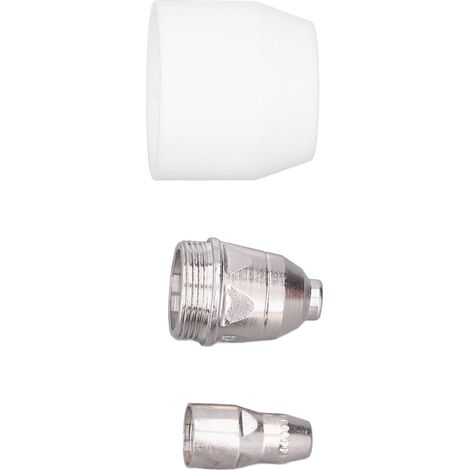 Jeu de 3 pièces consommables torche plasma P80 : électrode, buse, coupelle céramique de protection pour chalumeau découpeur. (1/5)