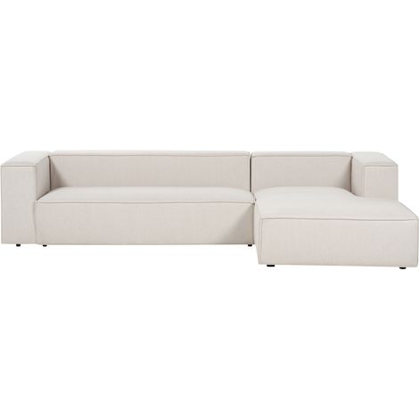 Sofá esquinero tapizado minimalista 2 plazas beige izquierdo Vernon (1/5)