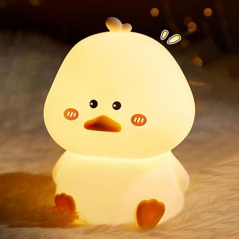 Veilleuse LED en forme de canard mignon, style coloré, avec télécommande, rechargeable par USB, cadeau amusant idéal
