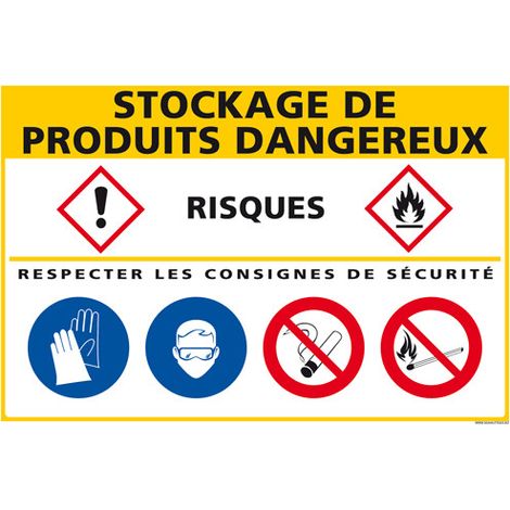 Panneau de signalisation Stockage produits dangereux (C1276) - Adhésif - 420 x 300 mm