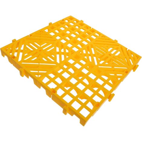 Carreaux de Sol Drainants Emboîtables Plastique Jaune pour Lavage Voiture Antidérapants Installation Rapide sans Tranchée Résistants à Usure pour Garage et Balcon (1/5)