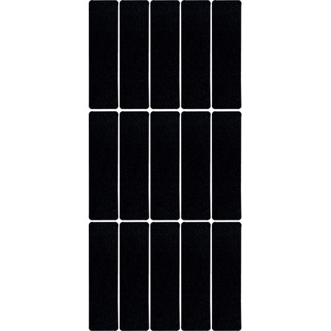 15 pièces de tapis de sol antidérapants et auto-adhésifs en polyester découpable pour escaliers, rayures noires et blanches. (1/5)