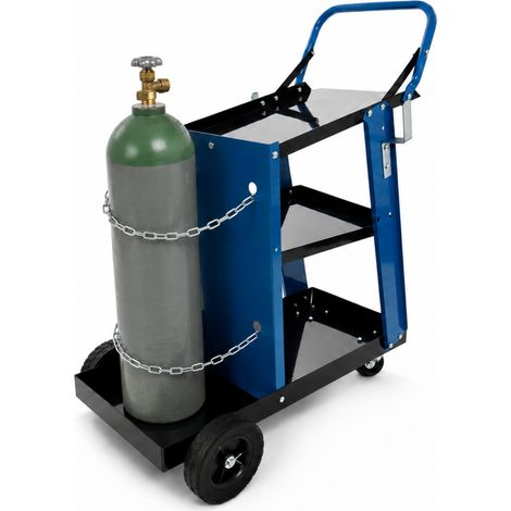 Bituxx® Mobiler Schweißwagen Schweißgerätewagen Werkstattwagen Flaschenwagen Gasflaschnewagen Schwarz/Blau (1/5)