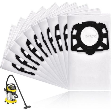 10 sacs pour aspirateur Kärcher 2.863-006.0, sacs filtrants en polaire, 487 sacs de rechange, compatibles avec les modèles WD4, WD5, WD6, WD5P, WD6P Premium, MV4, MV5 et MV6. Sacs filtrants pour aspir (1/4)