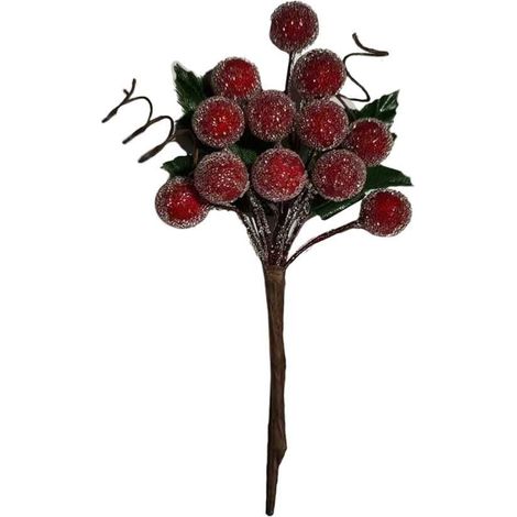 Mazzo Innevato con Bacche 14x8 cm Rosso