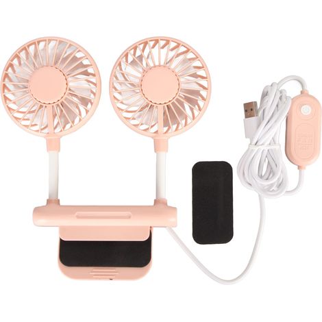 Clip-Ventilator mit 2 Köpfen, 3 Geschwindigkeitsstufen, USB-Anschluss, 2 m Reichweite, leise, für Büro, Zuhause, Computer, Pink