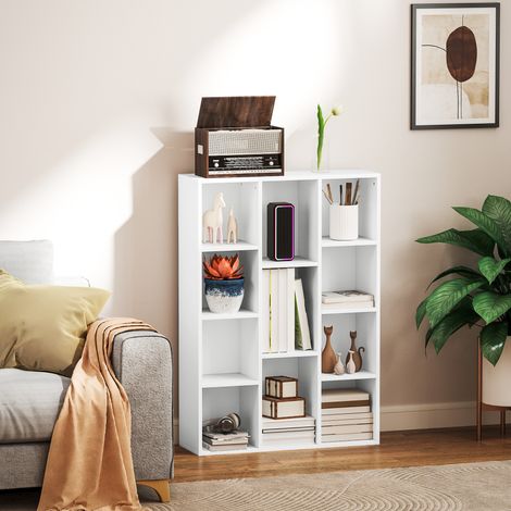 Estantería de Almacenaje con 11 Compartimentos Diseño Vertical u Horizontal para Libros Decoración 74,3x24x106 cm Blanco (1/5)