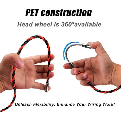 Aiguille Electricien 50M Tire Fil Electrique 5mm Diamètre Aiguille Tire Fil, rétractable d'installation pour tire Cable et rallonge en acier spiralé flexible tire fils electrique Tire fils d'électrici