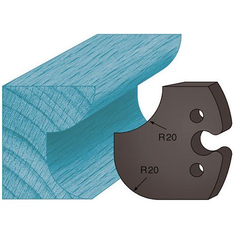 Diamwood Jeu de 2 contre-fers profilés Ht. 48 x 5,3 mm - Congé et quart de rond A238 pour porte-outils de toupie - Acier haut de gamme (1/2)