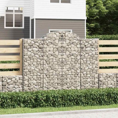 Gabionen mit Hochbogen 15Stk. 200x50x160/180cm Verzinktes Eisen