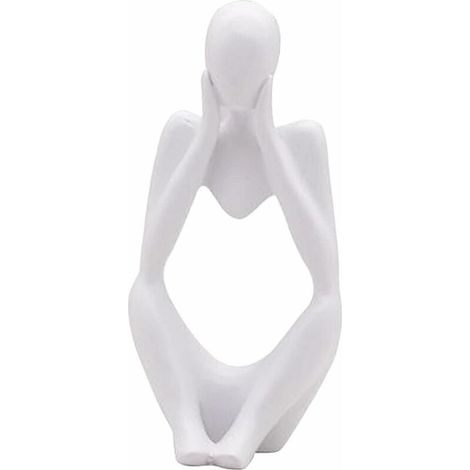 Denker-Statue, abstrakte Skulptur aus Kunstharz, moderne Charakterfigur, Dekoration für Zuhause, Büro oder Schreibtisch, Geburtstagsgeschenk, Weiß