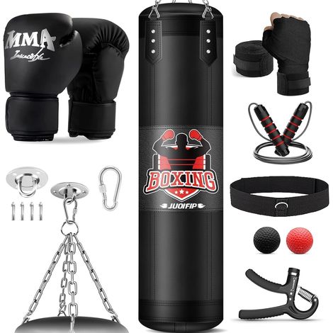 Ensemble de Sacs de Frappe pour Adultes, Sac de Frappe Lourd Oxford de 1,2 m avec Gants de Boxe de 12oz, adapté à l'entraînement de MMA, de karaté, de Kickboxing, de Boxe, de Muay thaï