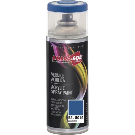 Vernis peinture Acrylique Multi-Usage, Peinture Brillante pour Intérieur et Extérieur, Adapté a Tous Type de Matériau, Aérosol En Fer-Blanc Recyclable de 400 ml, Bleu Capri (1/5)