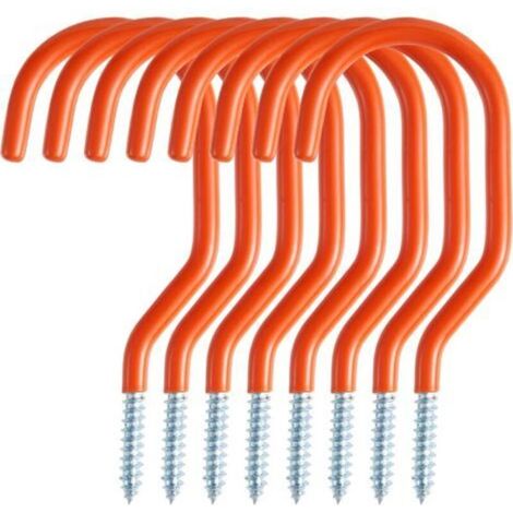 Lot de 8 crochets de garage pour vélo, outils – Crochets utilitaires, fixation murale à vis, échelle, extension et outils électriques – Orange- Crezuo (1/4)