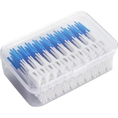 Cepillos interdentales, cerdas de silicona suave, paquete de 200 unidades, color azul. (1/2)