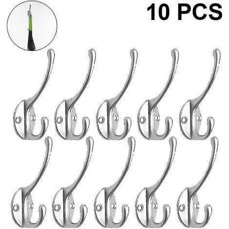 KLVGTIFS PU - Lot de 10 patères rustiques murales à double crochet robustes style rétro (1/5)