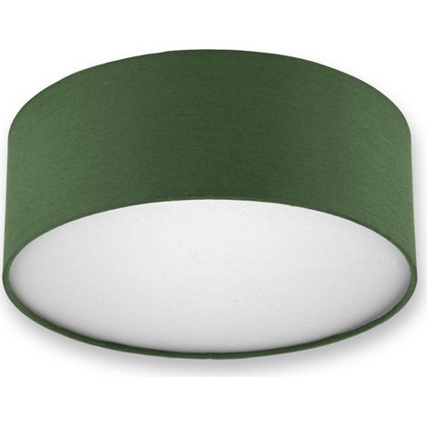 Plafonnier LED chambre - 30cm, avec abat-jour en tissu, vert foncé (1/5)