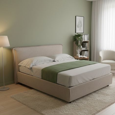Cama Matrimonial Brienza con Colchón, Desenfundable, Hecho en Italia, con Almacén, Gris Tortora (1/5)