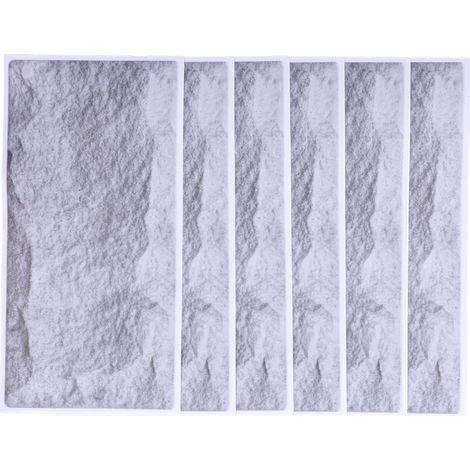 Lot de 6 stickers muraux mats à motif pierre rétro 3D, autocollant pour fond de papier peint. (1/5)