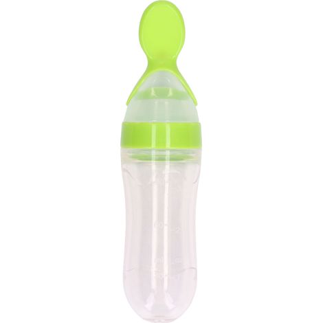 Cuillère en Silicone pour Bébé - Vert Cartoon, Idéale pour Céréales et Aliments, Accessoire de Complément Alimentaire Pratique (1/5)