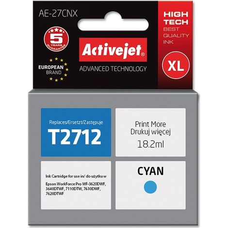 Activejet AE-27CNX Ink cartridge (replacement for Epson 27XL T2712 Supreme 18 ml cyan)