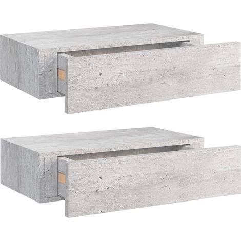 Étagères à tiroir murales 2 pcs Gris béton 40x23,5x10 MDF (1/5)