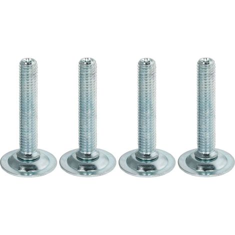 4x Vis de pied meuble vérin orientable Acier Table Chaise Poussoir Cuisine Salle de bain Salon Bricolage Réglable Ajustable, M10 x longueur L = 100mm entraînement fente longitudinale (1/2)