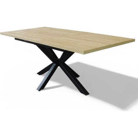 Tavolo allungabile con struttura in metallo nero e marrone con piano in melamina 90x160/200xH75 cm Gariè