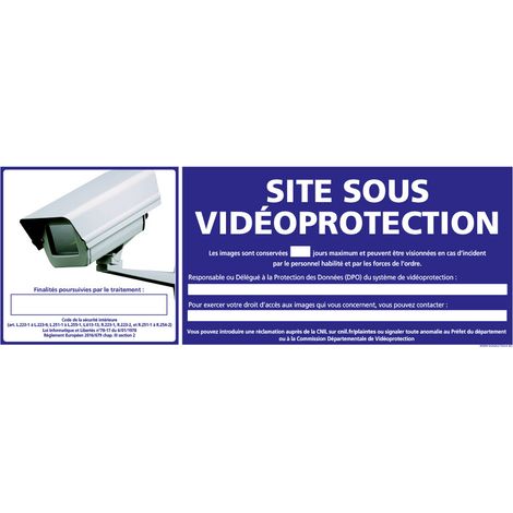 PANNEAU SITE SOUS VIDEO PROTECTION (G1183) - Adhésif - 210 x 75 mm