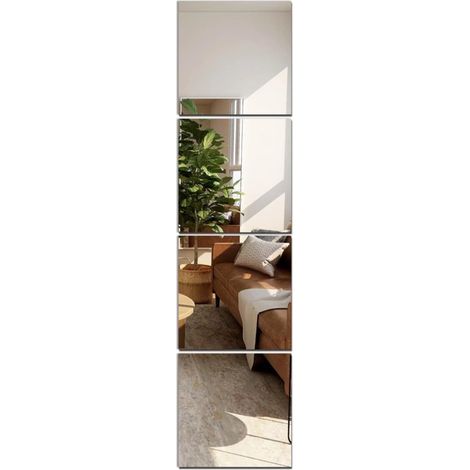 Lot de 4 miroirs 3D autocollants – 30 x 30 cm – Décoration murale – Pour salle de bain et toutes les pièces (1/5)