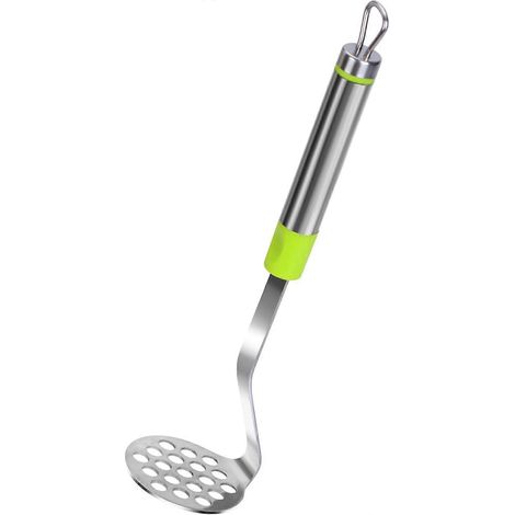 Presse-purée en acier inoxydable, ustensile de cuisine, presse-purée, presse-légumes, presse-purée rouge pour haricots, légumes et fruits. (1/5)