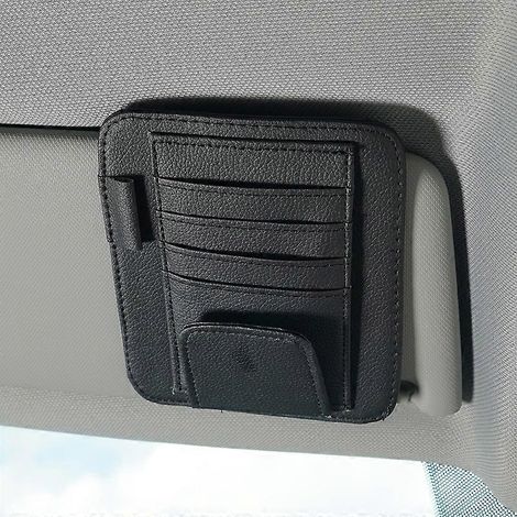 Organisateur de pare-soleil de voiture, clip de suspension pour lunettes en cuir pour pare-soleil de voiture, accessoires intérieurs automobiles (1/5)