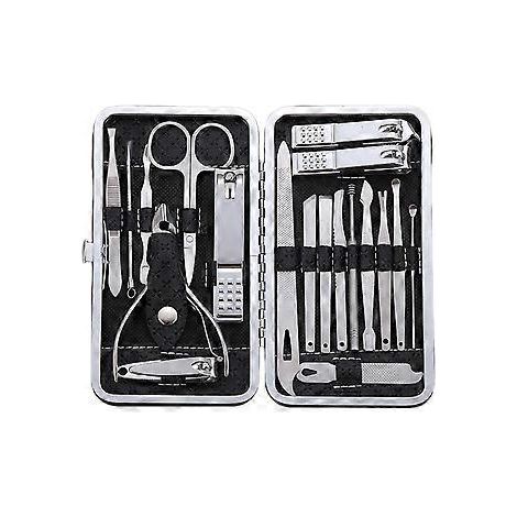 19-teiliges professionelles Nagelknipser-Set aus Edelstahl für Pediküre und Maniküre (schwarz) (1/5)