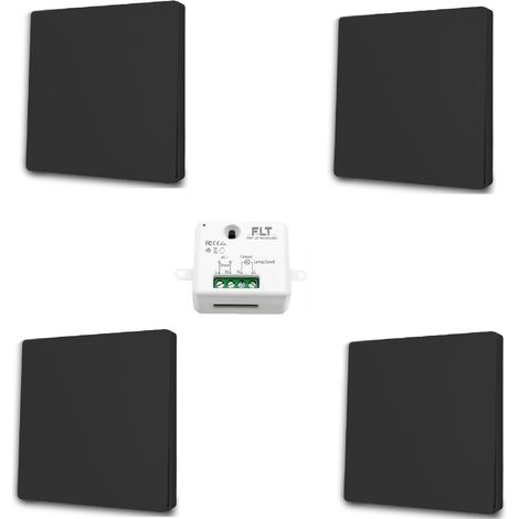 Kit interrupteur va et vient sans fil et sans pile auto alimenté piézoélectrique - 4 boutons émetteurs + 1 récepteur (1/5)