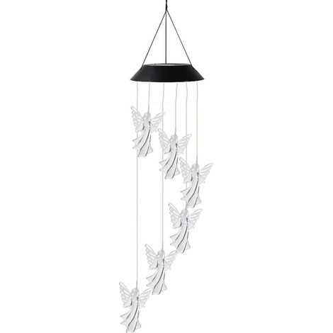 Carillon éolien à énergie solaire avec lumières LED changeantes de couleur pour jardin, terrasse, cour - Mobile décoratif extérieur étanche sans câblage