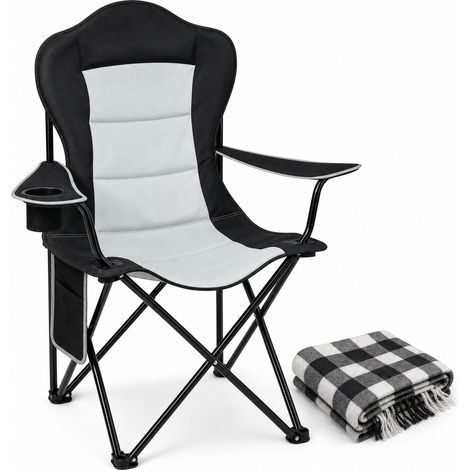 Chaise de camping pliante avec porte-gobelet et poche latérale, dossier haut, tissu Oxford 600D, légère 3,8 kg, supporte 150 kg, idéale plage et jardin CHICFURN (1/5)
