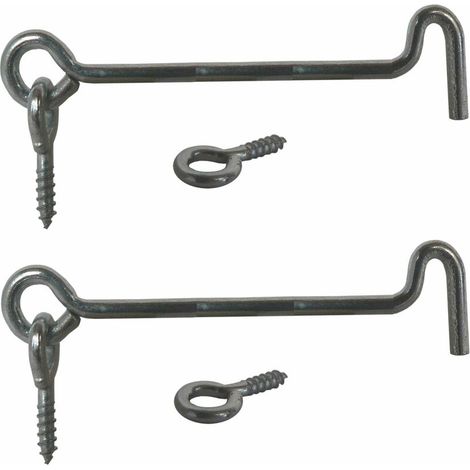 – Lot de 2 crochets d'arrêt 3,3x60mm en métal argenté – Pour portes et fenêtres en bois – Fixation sécurisée avec vis incluses (1/2)
