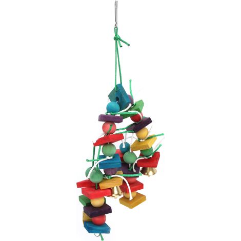 Jouet à mâcher pour perruche, blocs en bois naturel multicolores pour aras, corde à oiseaux pour animaux de compagnie (1/5)