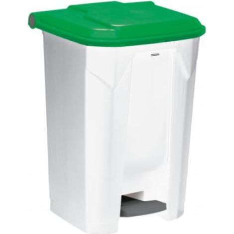 Poubelle à pédale Utilo - 80l - blanc / vert (1/3)