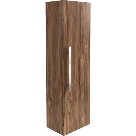 1200mm Tall Bathroom Storage Unit Cupboard Furniture Walnut Wall Hung Cabinet Flat Pack (1/4)