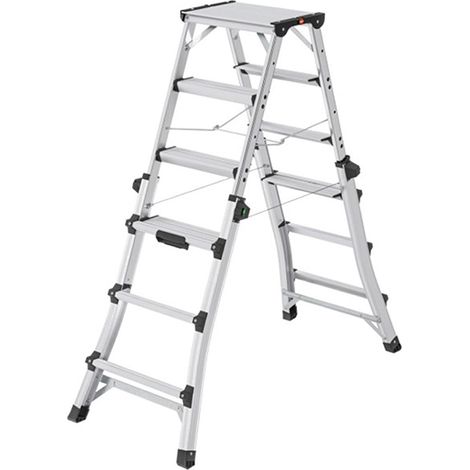 Hailo D100 TL TopLine Stehleiter mit teleskopierbaren Holmen 2x4-2x6 Stufen (1/5)