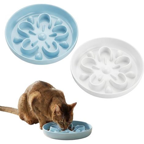2 x Melamine Slow Feeder Cat Bowl Anti Glutton (1/5)