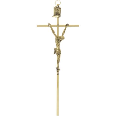Messing, Gold Hängekreuz 8 x 21 cm (1/2)
