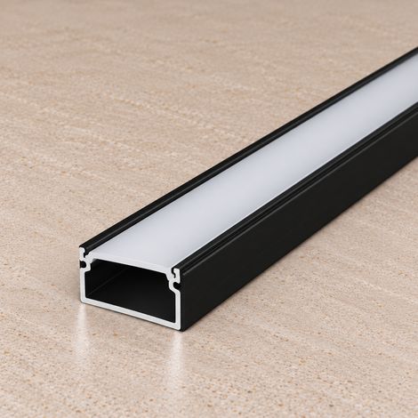 Profilo in alluminio anodizzato nero KIMERA-ORRE con diffusore opalino e terminali 2,02 M (1/3)