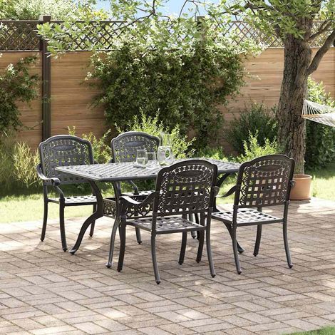 Garten Essgruppe 5 pcs Schwarz Aluminium