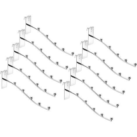 QUARKZMAN 10Pcs Crochets Pour Grillage 8", 5 Boules Porte-Affichage Métalliques, Accessoires Pour Grillage Mural Pour Maison, Boutique Vêtements, Argent (1/5)