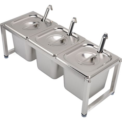 Porte-pots confiture en acier inoxydable, design démontable poli, avec couvercle et cuillère, pour maison et restaurant, lot de 3 pots 1/6 15cm (1/5)